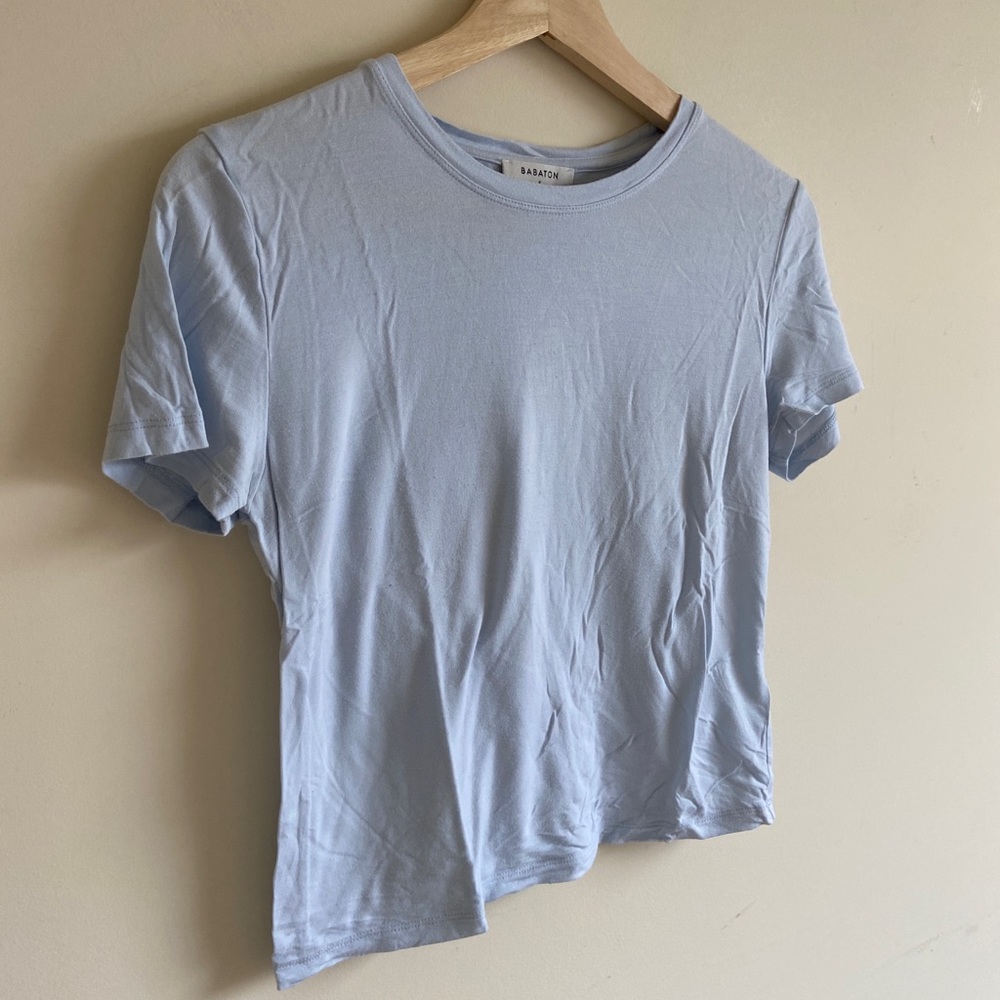Babaton Powder Blue Crop Top Shirt
